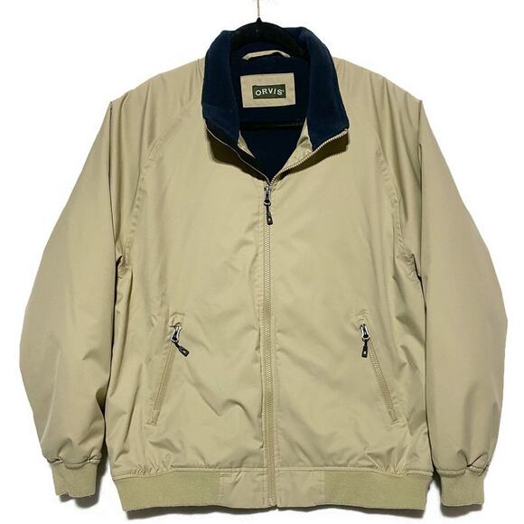 Orvis Zip Up Jacket Men's Size Large Brown Lined Polyester Short - Picture 1 of 8